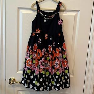 Bonnie Jean 6X sleeveless black flower dress with zipper in back